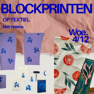 Workshop block printen op stof woe. 4/12