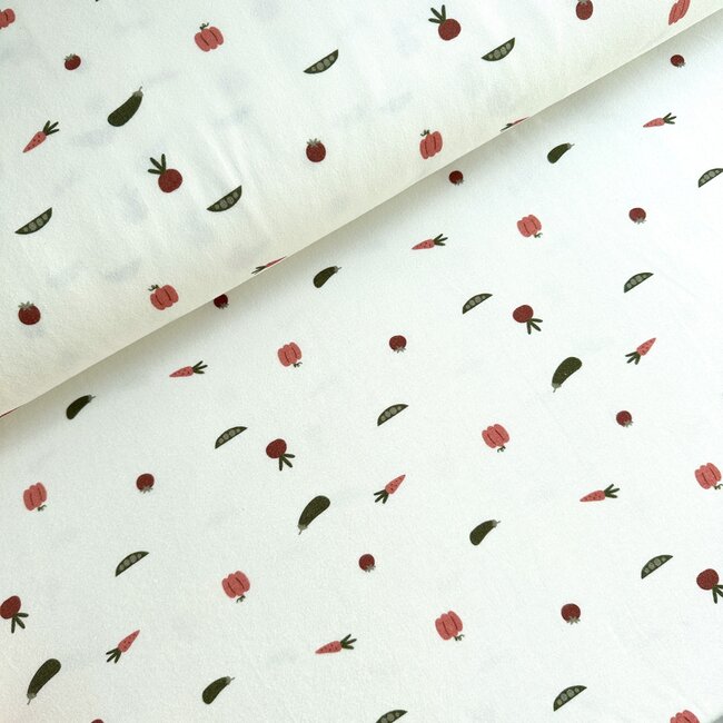 Tricot oeko-tex - offwhite veggies