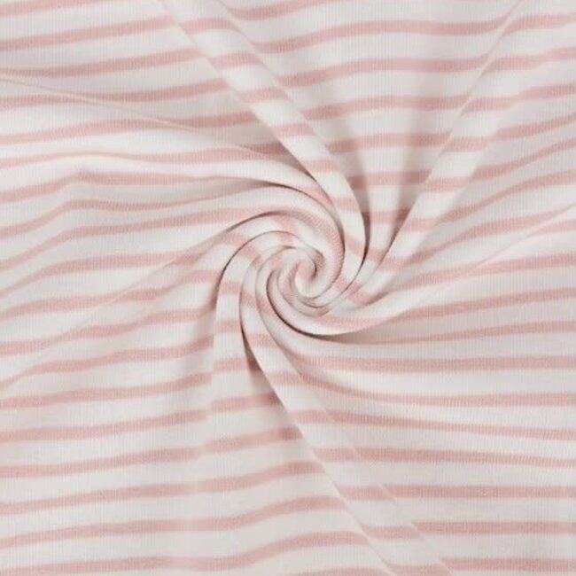 De Stoffenkamer Basic Breton Stripes Tricot 5mm - old pink