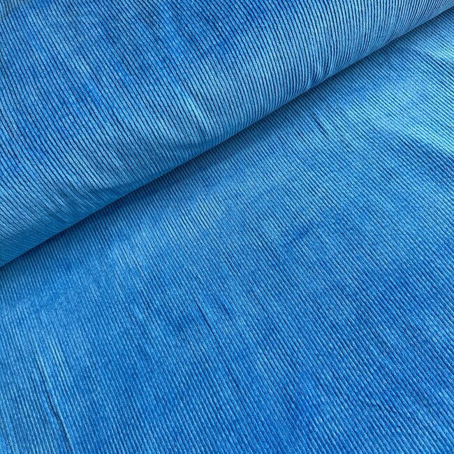 Fibre Mood Ribfluweel brede ribbel - bright blue