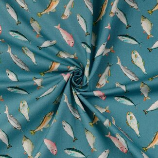 De Stoffenkamer Cotton Poplin - fish blue