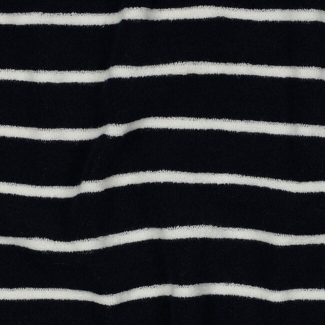 De Stoffenkamer Rekbare badstof - spons Stripes Dark Blue