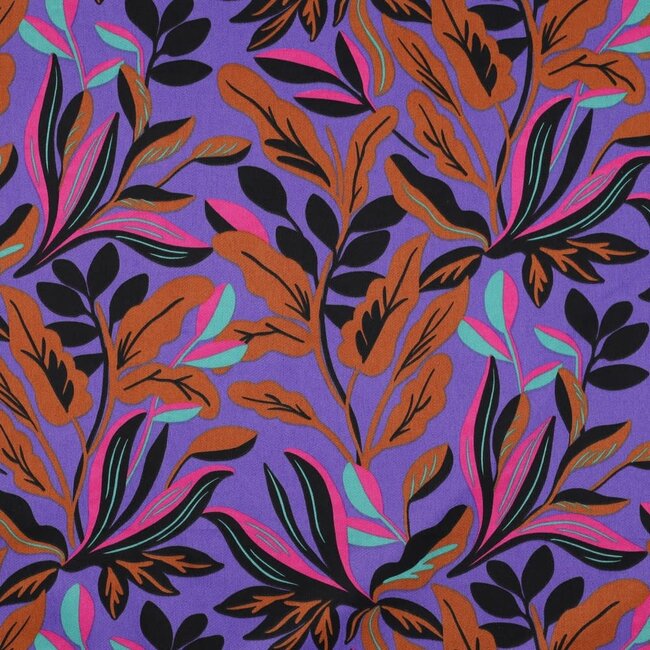 Nerida Hansen Satin Cotton Lush Leaves Purple