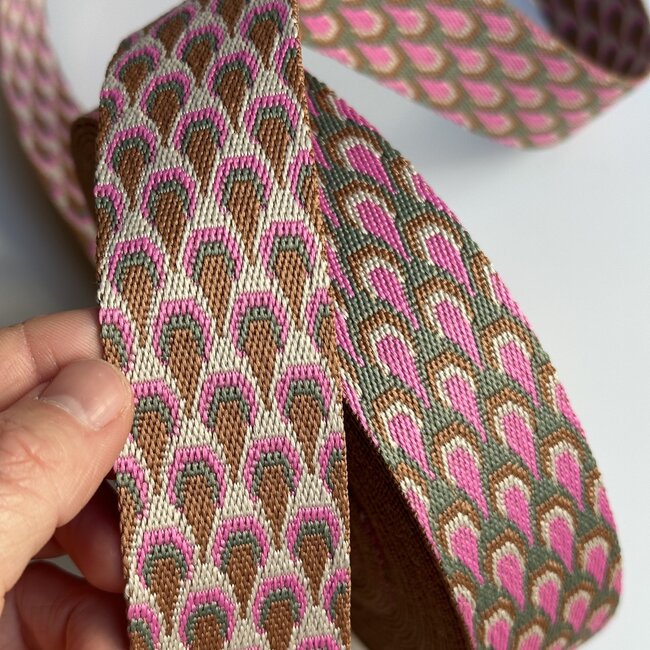 De Stoffenkamer Tassenband drops - pink