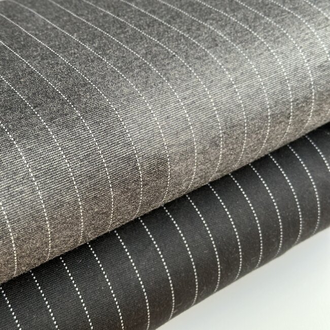 De Stoffenkamer Extra dik tricot Punta stripes - dark grey