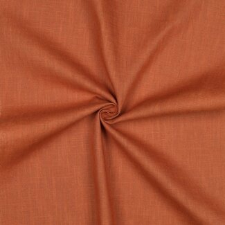 De Stoffenkamer Washed Linen uni - cognac