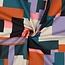 De Stoffenkamer Cotton canvas abstract petrol/purple