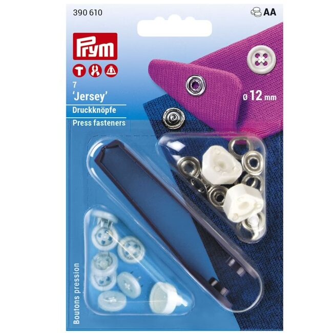 Prym 12mm jersey drukknopen KNOOP wit