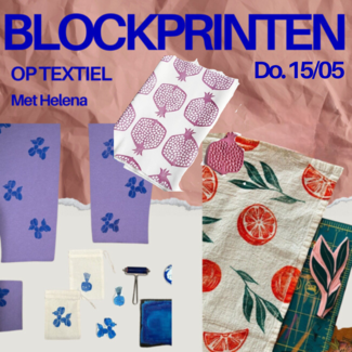 Workshop block printen op stof do. 15/5