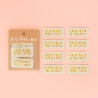 Sarah Hearts Labeltjes 8stuks stitched with love
