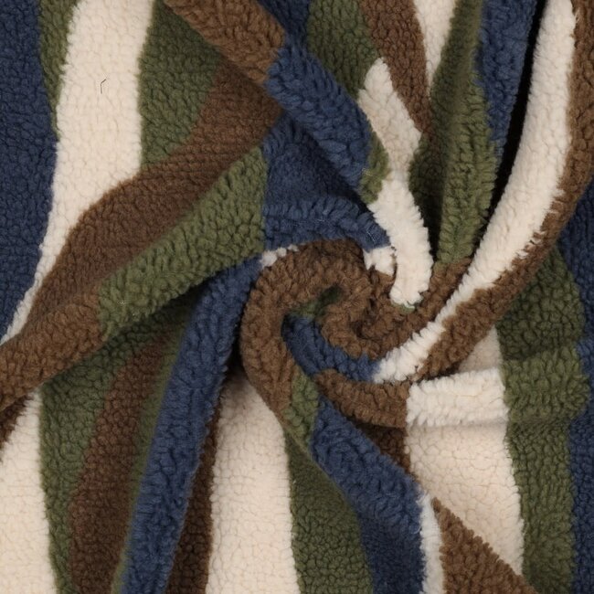 De Stoffenkamer Teddy swirl lines army