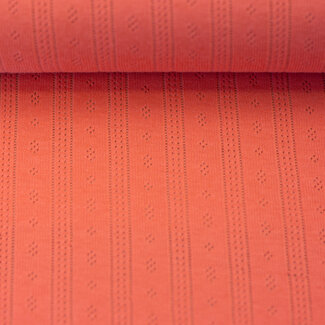 Ajour Tricot Pointelle lines - coral