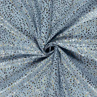 Chambray Cotton Denim - gold foil leopard