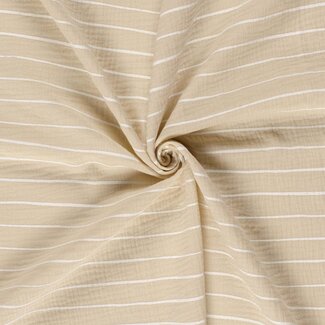 De Stoffenkamer Double Gauze Tetra stripes sand