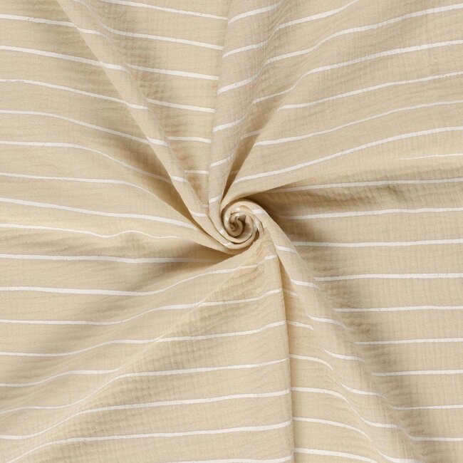 De Stoffenkamer Double Gauze Tetra stripes sand