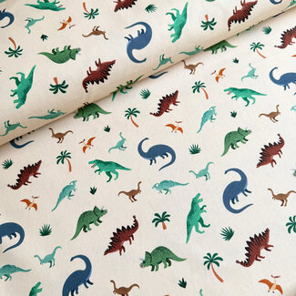 De Stoffenkamer Canvas katoen creamy dino