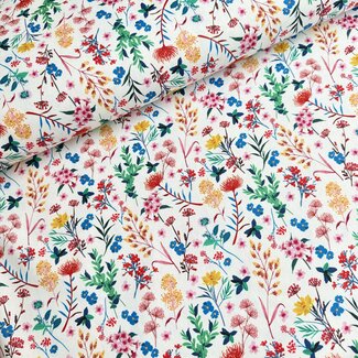 De Stoffenkamer Canvas katoen white flowerfield