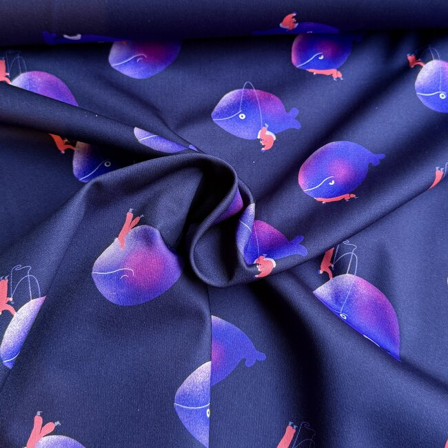 Capsule Fabrics Canvas Gabardine Twill - abstract - whales