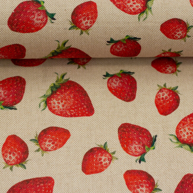 De Stoffenkamer Stevige katoen  Canvas fruit - strawberry