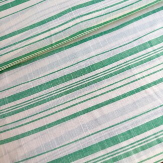 De Stoffenkamer Voile Cotton mix stripes - green