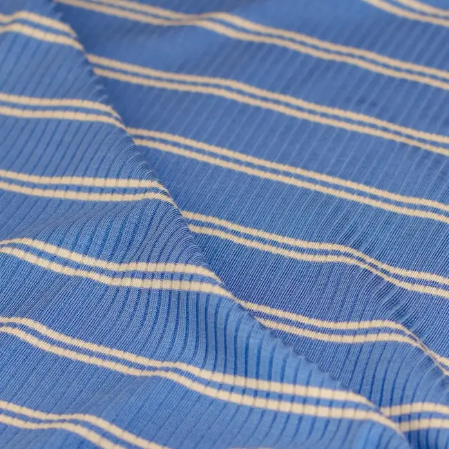 MeterMeter Derby Tencel Ribbed Jersey -  stripes bright blue