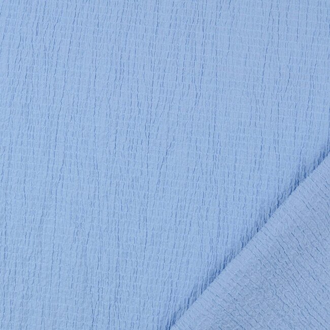 De Stoffenkamer Seersucker Viscose - uni adriatic blue
