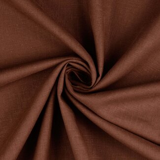 De Stoffenkamer Washed Linen uni - chocolate brown