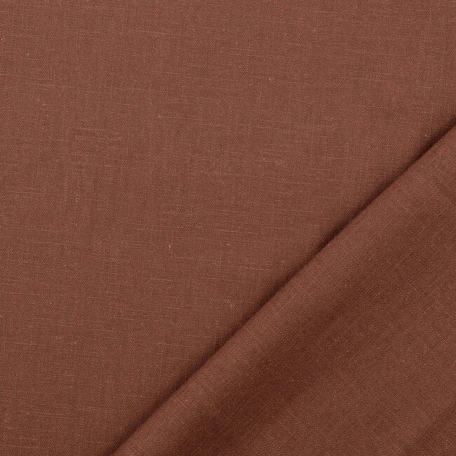 De Stoffenkamer Washed Linen uni - chocolate brown