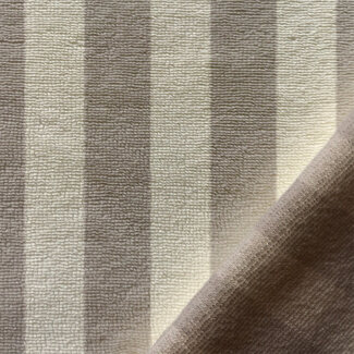 De Stoffenkamer Bamboo badstof stripes - ecru sand