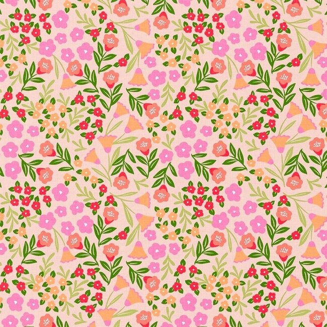 Gelamineerde katoen - flowerfield pink