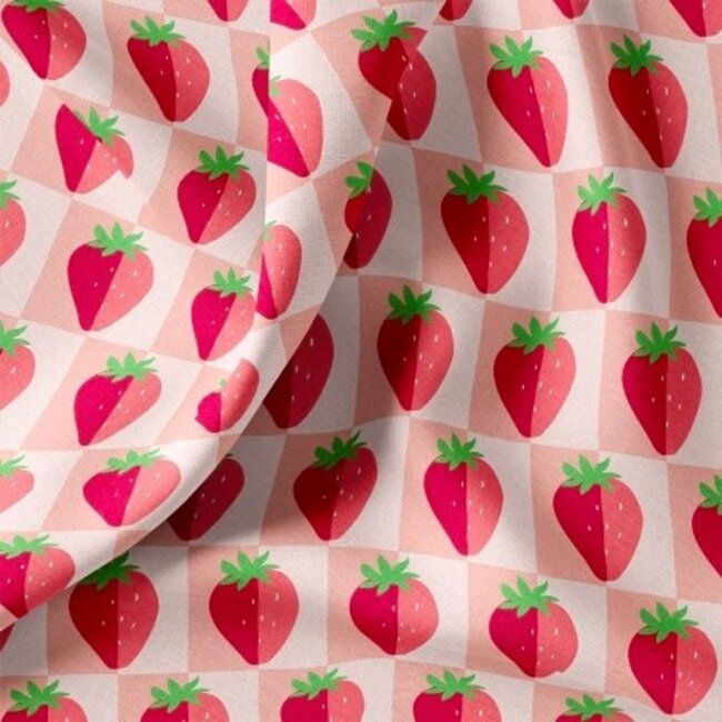 Gelamineerde katoen - strawberries pink