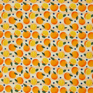 De Stoffenkamer Cotton Poplin oranges pink stripes