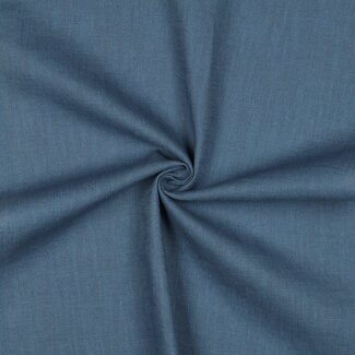 De Stoffenkamer Washed Linen uni - storm blue