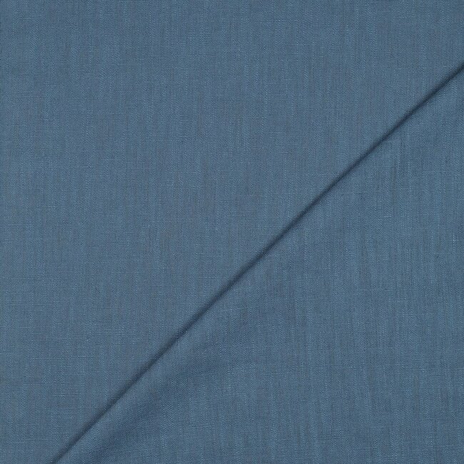 De Stoffenkamer Washed Linen uni - storm blue
