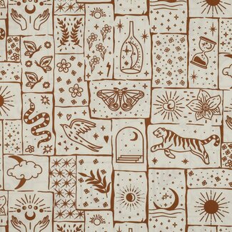 De Stoffenkamer Cotton Poplin boho patchwork creme