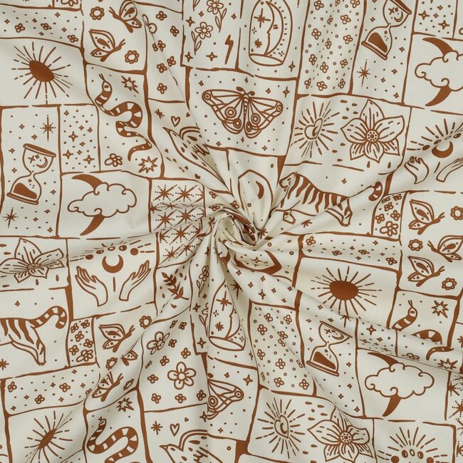 De Stoffenkamer Cotton Poplin boho patchwork creme