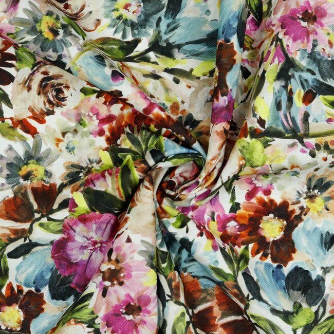 De Stoffenkamer Stevig Canvas katoen bright flowers