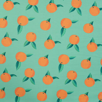 COUPON - 95 cm - French Terry Sweater - oranges tiffany green