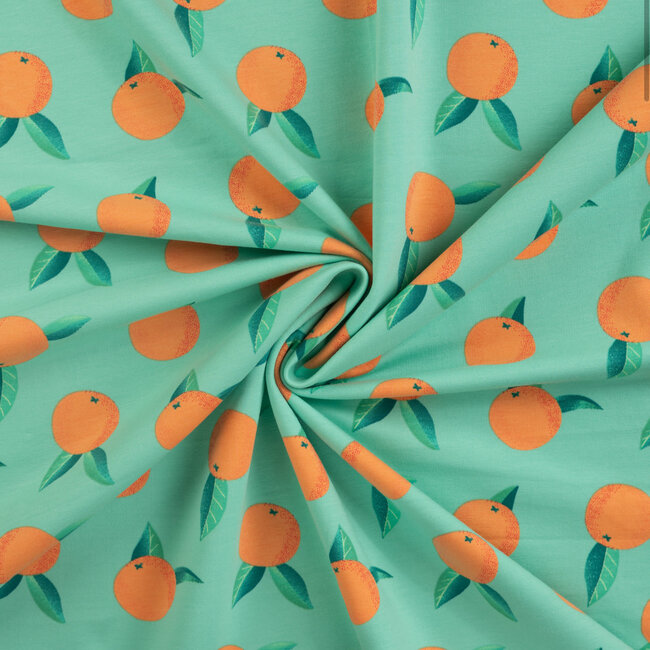 COUPON - 95 cm - French Terry Sweater - oranges tiffany green