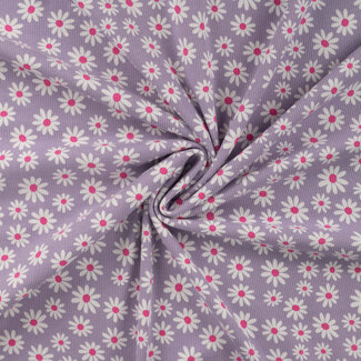 Ribbed tricot - dusty lilac flowers