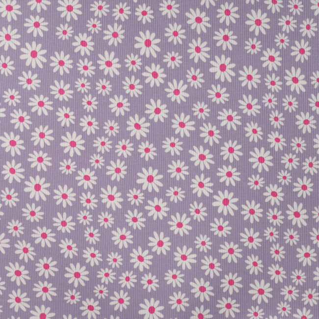 Ribbed tricot - dusty lilac flowers