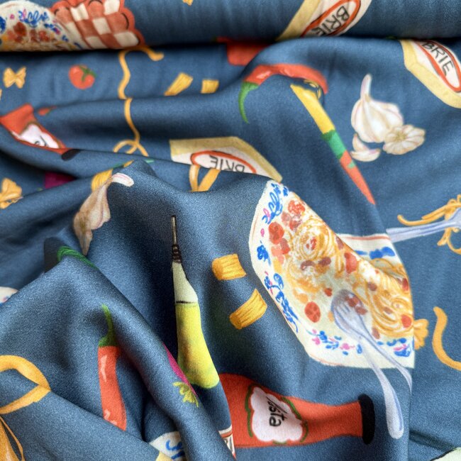 Viscose soft shine - Pasta Party blue