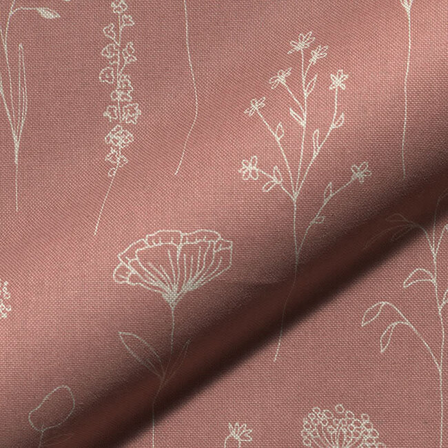 De Stoffenkamer Canvas cotton - pink fine flowers