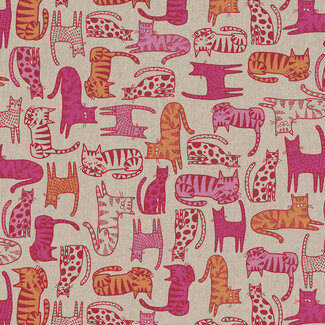 De Stoffenkamer Canvas cotton - cats pink tones