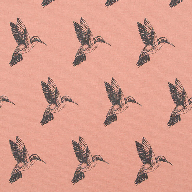 De Stoffenkamer Canvas cotton - hummingbirds pink