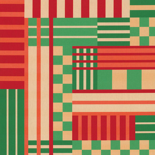 De Stoffenkamer Canvas cotton - green multi geo lines