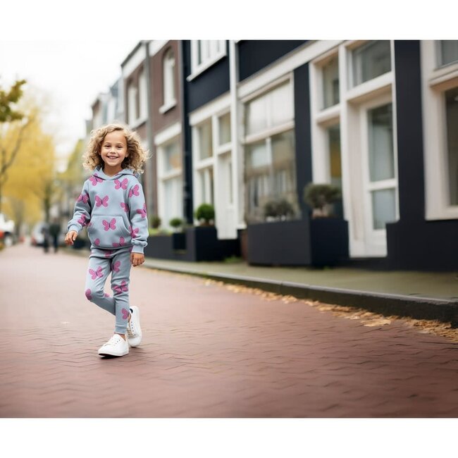 Warme Sweater lightblue butterflies