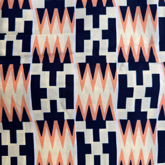 De Stoffenkamer Ankara African Waxed Cotton - geo white