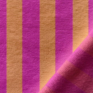 De Stoffenkamer Bamboo badstof stripes - melon bonbon
