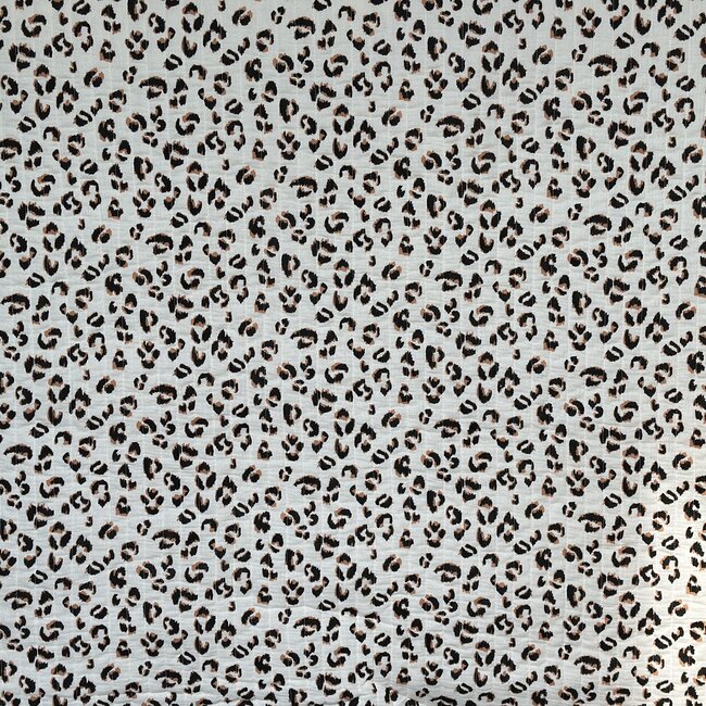 De Stoffenkamer Stepped Cotton Double Face - Leopard creme